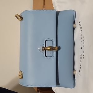 Brandon Blackwood Bowen Aqua gold hardware bag